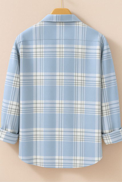 FOXEY Men Checkered Casual Blue Shirt Buy FOXEY Men Checkered - Main Image