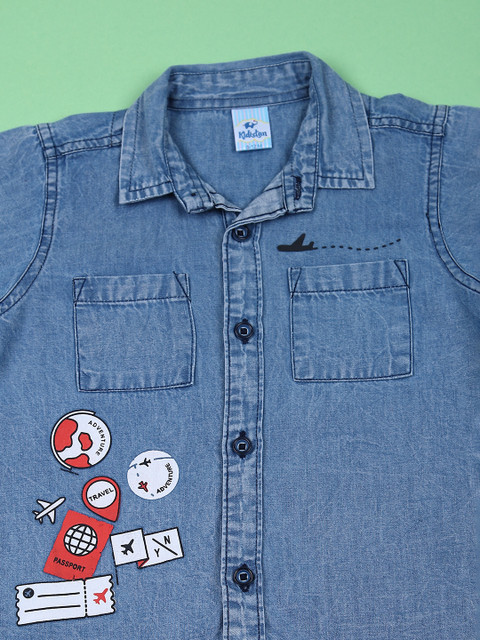 V-MART Baby Boys Solid Casual Blue Shirt