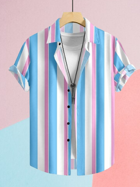 GCrown Men Striped Casual Multicolor Shirt