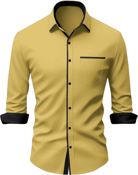 ZARA STAR Men Solid Casual Khaki Shirt