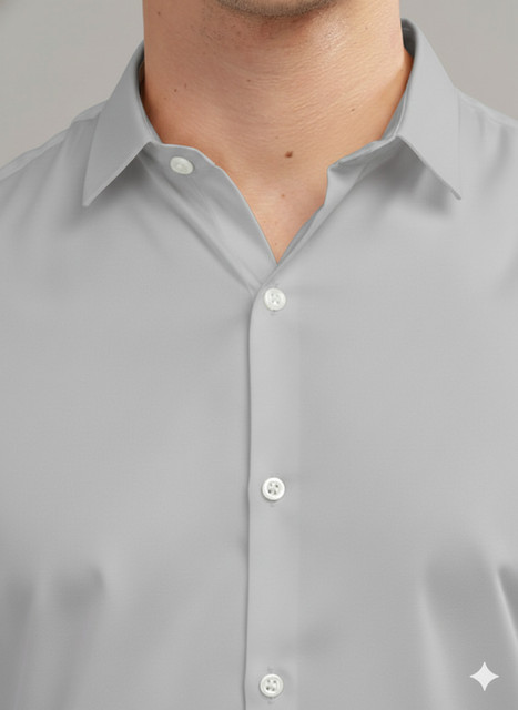 ZLEX Men Solid Formal Grey Shirt - Buy ZLEX Men Solid Formal Grey