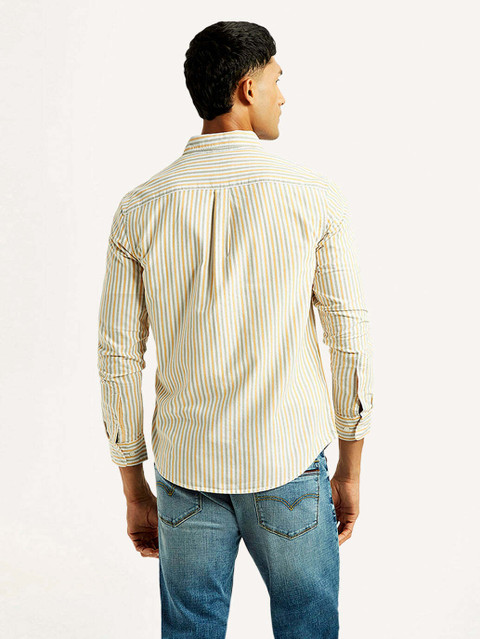 LEVI'S Men Striped Casual Yellow Shirt - Buy LEVI'S Men Striped