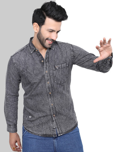 D Finish Men Solid Casual Grey Shirt Buy D Finish Men Solid