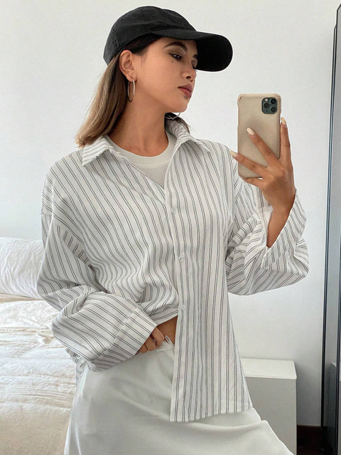 EVERYDAY I LIKE WASH SHIRT ワイヤー入り ストライプ Leriya Fashion Women Solid Casual White Shirt - Buy Leriya Fashion