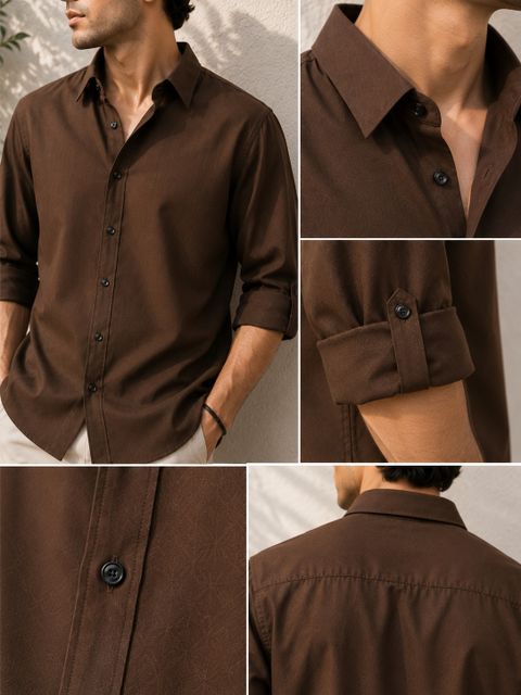 hanumante Men Regular Fit Solid Spread Collar Casual Shirt - Image 7