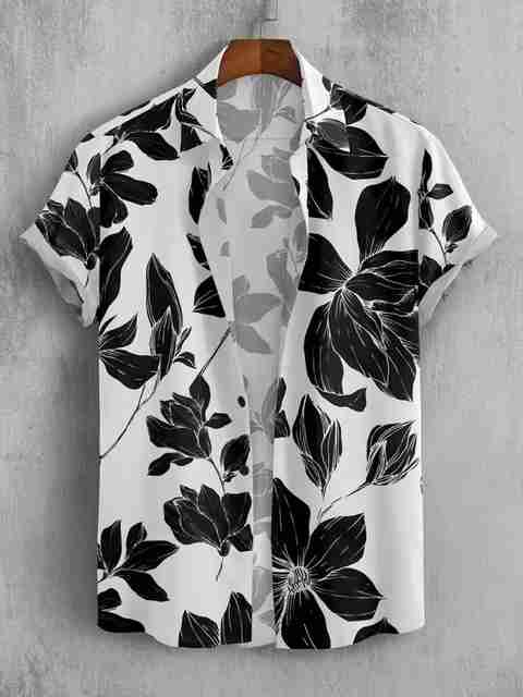 YUKAX Men Printed Casual Black, White Shirt - Buy YUKAX Men