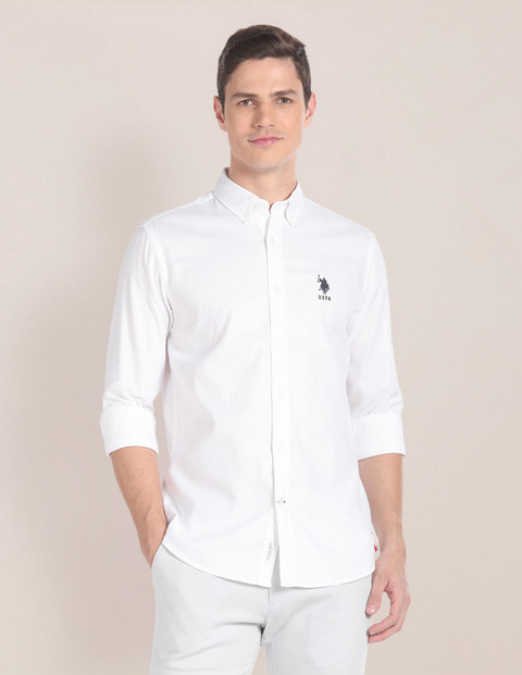 U.S. POLO ASSN. Men Solid Casual White Shirt - Buy U.S. POLO ASSN. Men  Solid Casual White Shirt Online at Best Prices in India | Flipkart.com
