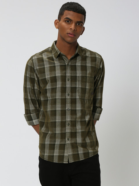 MUFTI Men Checkered Casual Green Shirt - Buy MUFTI Men Checkered Casual  Green Shirt Online at Best Prices in India | Flipkart.com