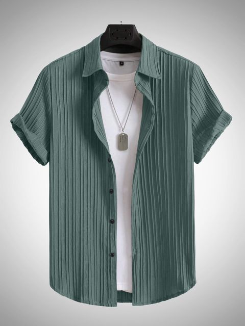 HaloMens Men Regular Fit Striped Lapel Collar Casual Shirt (Pack of 3) - Image 8