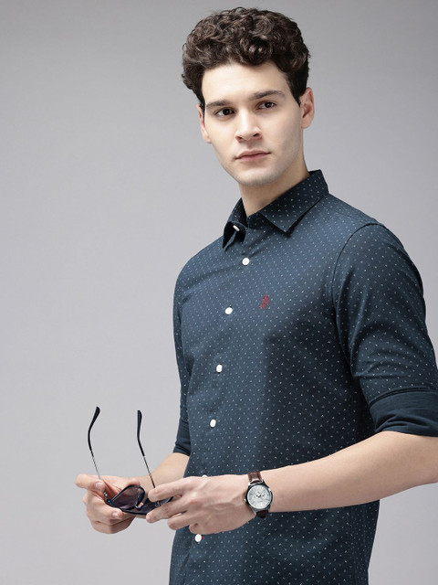 POLO Men Printed Casual Blue Shirt