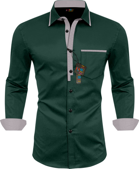 Ananta Men Solid Casual Green Shirt