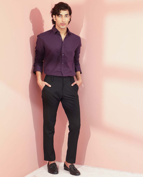 RARE RABBIT Men Solid Casual Purple Shirt Buy RARE RABBIT Men