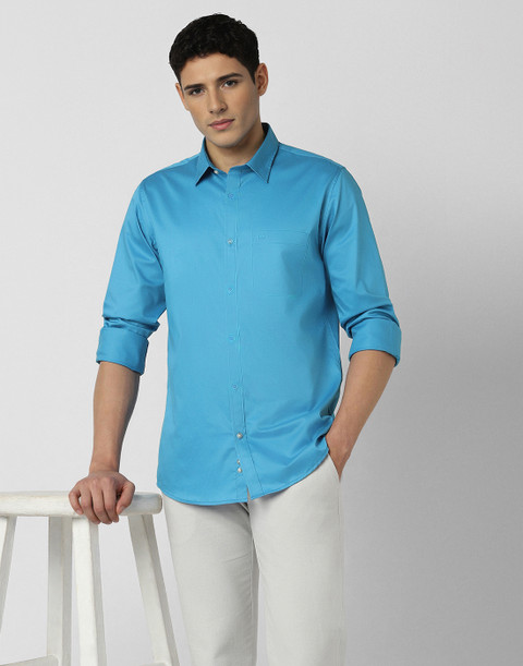 PETER ENGLAND Men Solid Casual Blue Shirt Buy PETER ENGLAND Men