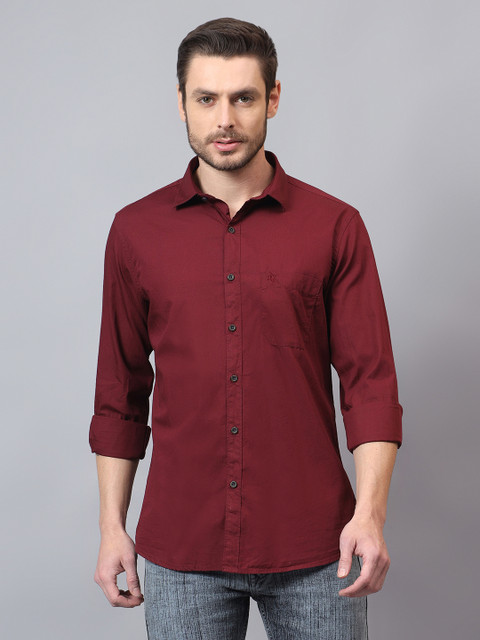 CANTABIL Men Solid Casual Maroon Shirt Buy CANTABIL Men Solid