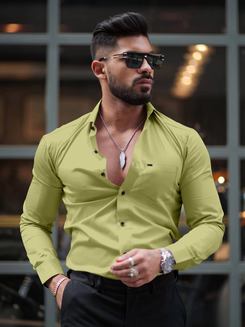 slim fit dress slacks Men's Jade Green Linen Shirt main image 1