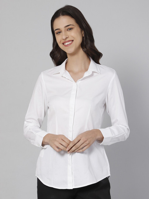 CANTABIL Women Solid Casual White Shirt Buy CANTABIL Women Solid - Main Image