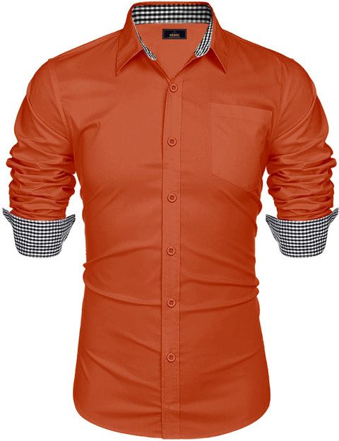 Webric Men Solid Casual Orange Shirt Buy Webric Men Solid Casual
