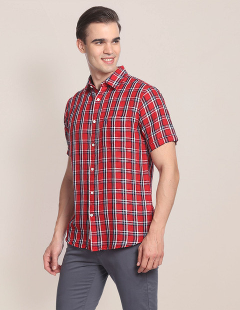POLO Men Checkered Casual Red, Black, White Shirt