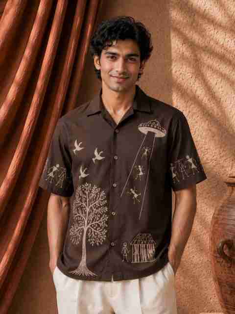 MyDesignation Men Relaxed Fit Printed Spread Collar Casual Shirt - Image 5