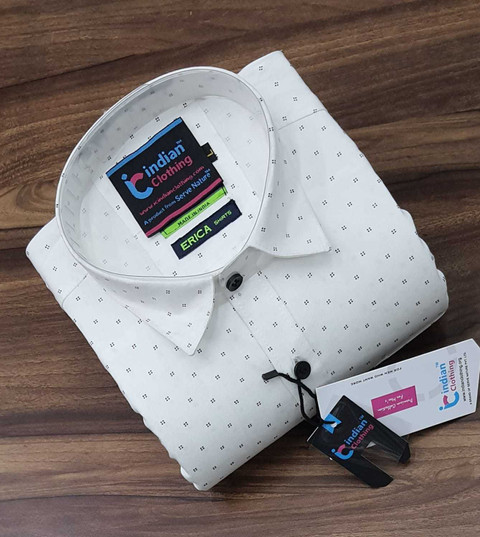 INDIAN CLOTHING Men Printed Formal White Shirt