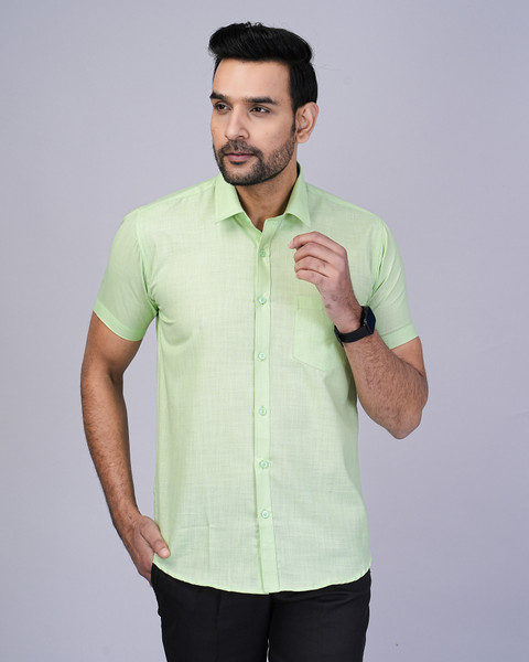 BlackLilly Men Solid Casual Light Green Shirt
