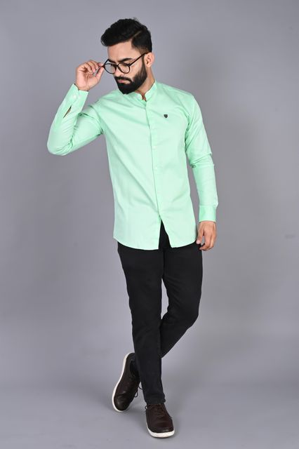FUBAR Men Solid Casual Light Green Shirt
