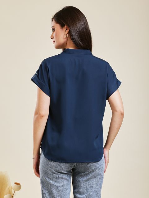 J TURRITOPSIS Women Regular Fit Solid Spread Collar Casual Shirt - Image 3