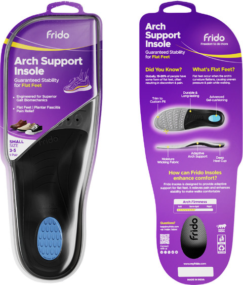 Frido Arch Support Insole for Flat Feet, Small (3 to UK) Pack of