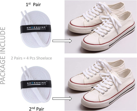 SHOESHINE Flat Shoelace For Athletic and Sneaker Shoes 150cm White