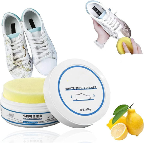 Druidstone White Shoe Cleaning Cream,Kit Shoe Cream with Sponge, Shoes  Whitening Leather, Canvas Shoe Cleaner