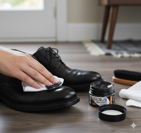 XERUS Shoe Polish Cream Black for Leather Shoes(50ML) bags