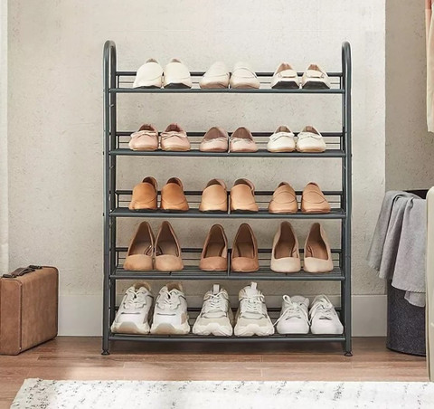 Etoly 5-Tier Heavy Duty Iron Shoe Rack Plastic, Metal Collapsible