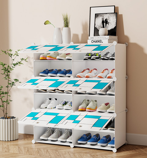 MEVIGO 12-Shelf-6-Door Plastic Cubort Shoe Rack Metal Shoe Rack