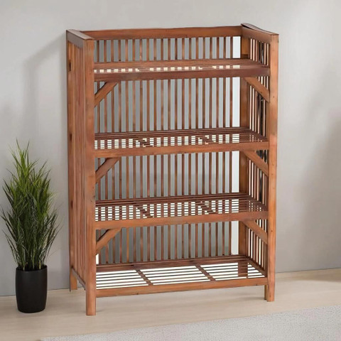 SHIFA Wooden Bamboo 4-Tier Rack Kitchen Organiser Bamboo, Solid