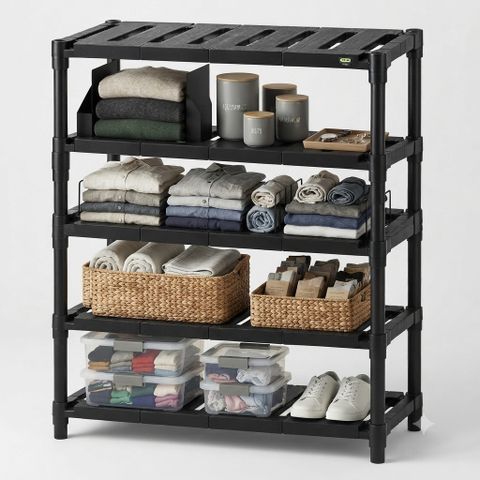 FurniGully Plastic Shoe Rack (BLACK, 4 Shelves, DIY(Do-It-Yourself)) - Image 6