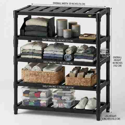FurniGully Plastic Shoe Rack (BLACK, 4 Shelves, DIY(Do-It-Yourself)) - Image 3