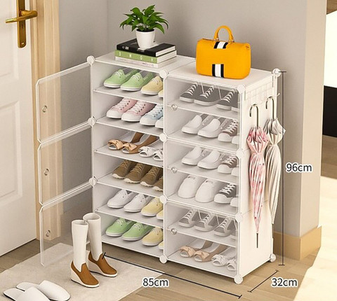 Sasimo 12-Shelf-6-Door Plastic Cubort Shoe Rack Plastic