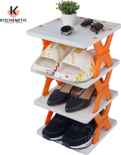 Kitchenetic Premium Quality Plastic Shelf Foldable Shoe Rack/Organizer  Door Stand Plastic Shoe Stand