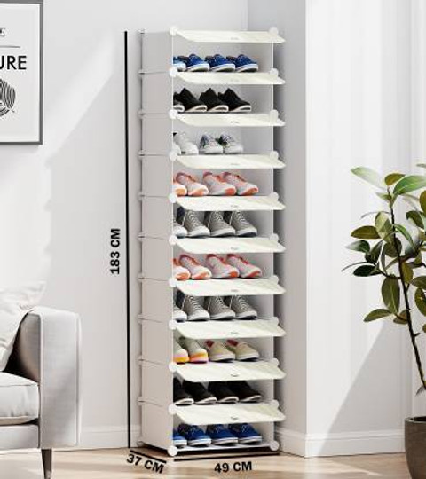 Lacossi 10 -Shelf-10-Door Plastic Cupboard Shoe Rack Shoe Stand Metal,  Plastic Shoe Rack Plastic Shoe Rack
