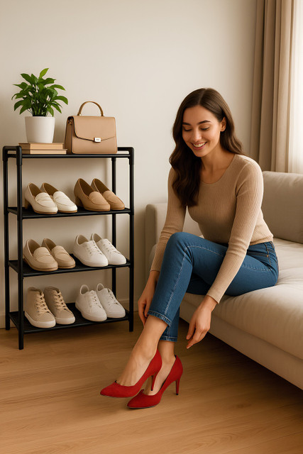 WHAT WE WANT WWW_FBFOOTSTAND ① NextZen SpaceSaver 4 Tier Multipurpose Shoe Rack Stand Plastic