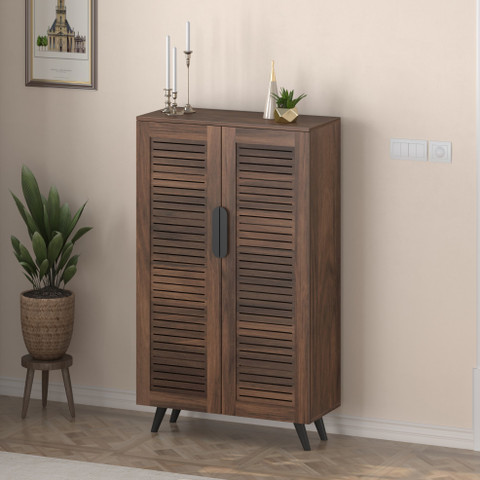 BLUEWUD Carlem Tall Design Doors Shoe Rack Cabinet Slipper