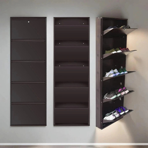 SWINGISH Metal Shoe Cabinet for Home with Doors Lock Wall Mount