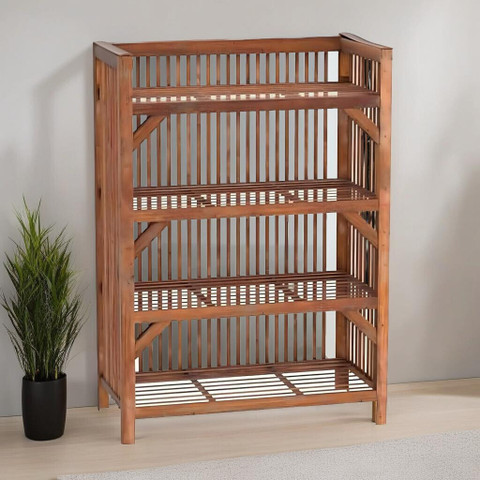 HussainFuniture Wooden Bamboo 4-Tier Rack Kitchen Organiser Bamboo
