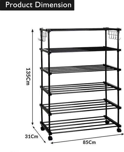 LEOPAX High Density 6-Tier Iron Shoe Organizer Rack Heavy Duty
