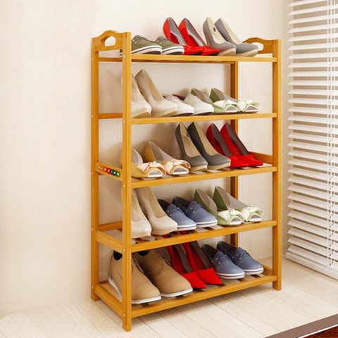 Livzing 5-Tier Multiuse Bamboo Wooden Shoe Rack Slipper Stand
