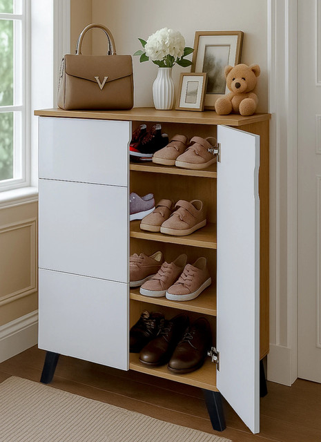 LERIMO 2-Door Engineered Wood Shoe Rack, Shoe Storage Cabinet with Doors  Closet Engineered Wood Shoe Rack