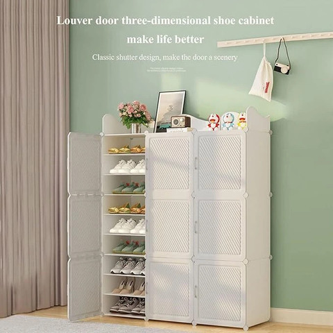 Semizoxis 6-Shelf-2-Door Shoe Rack With Door, Shoe Rack Plastic