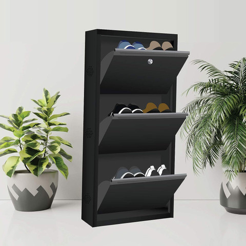Shoe Organiser Black Wall Mounted Shoe Rack FORTUNE Wall Mounted