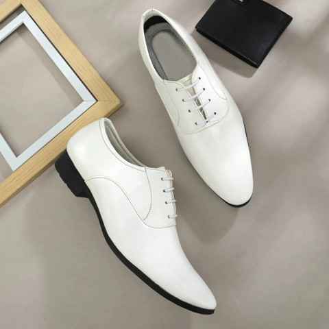 Shoe Island Patent Leather White Derby Lace-Up Office Party Ethnic