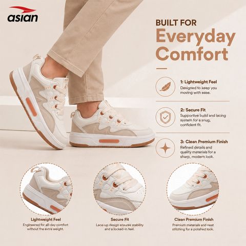 Asian Mojo-05 Sneakers for Men (Beige, UK 8) - Image 8